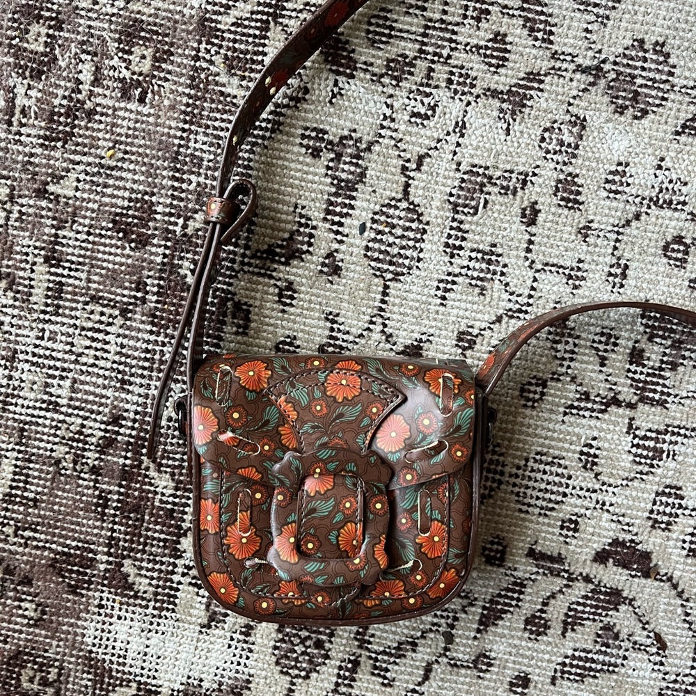 Anna Sui Devon Leather Floral Buckle Bag